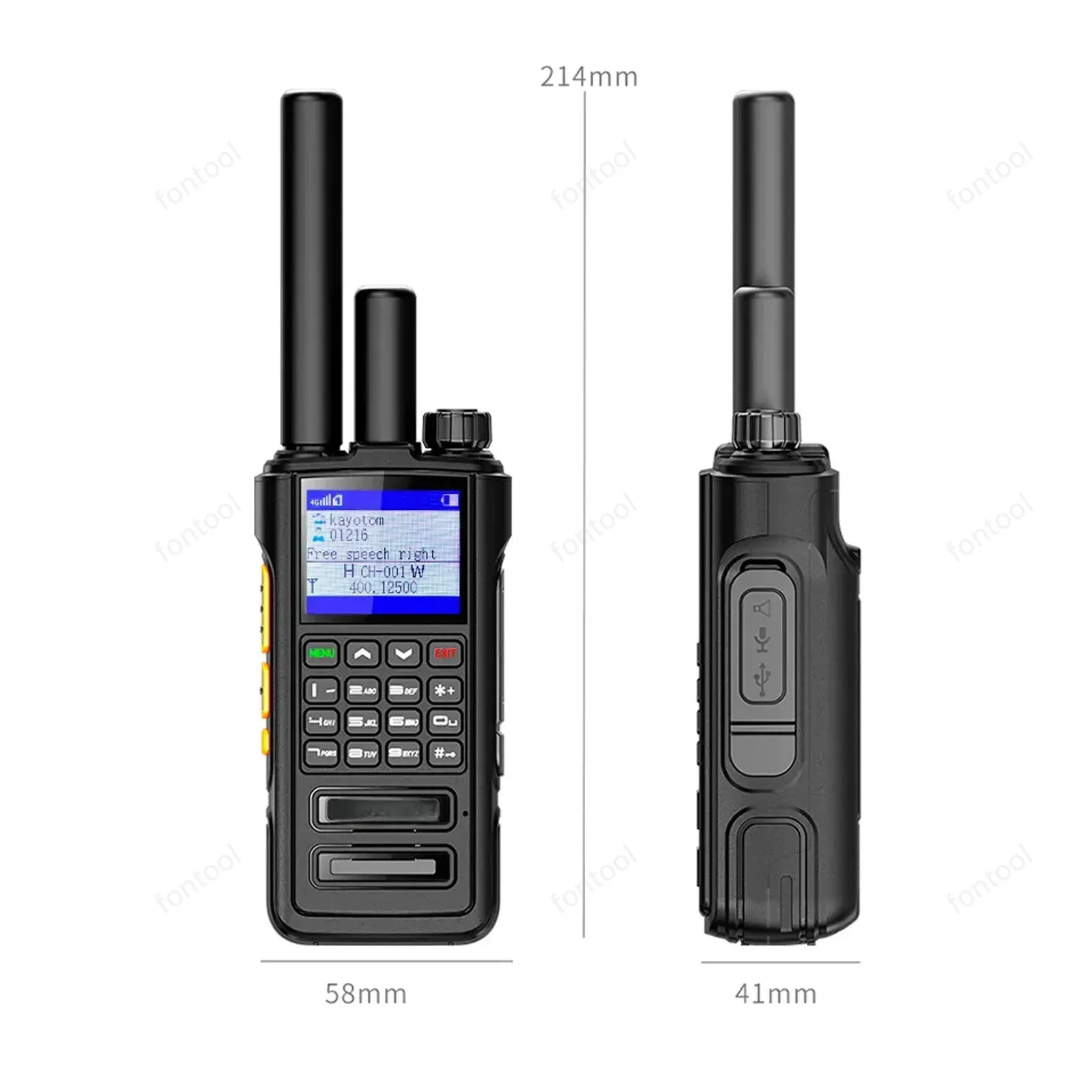 Kayotom D09 Public Network Plus Analog 5W Waterproof Walkie Talkie - Global PTT PoC 4G Two-Way Radio, Professional Long-Range Communication fontool - Image 7