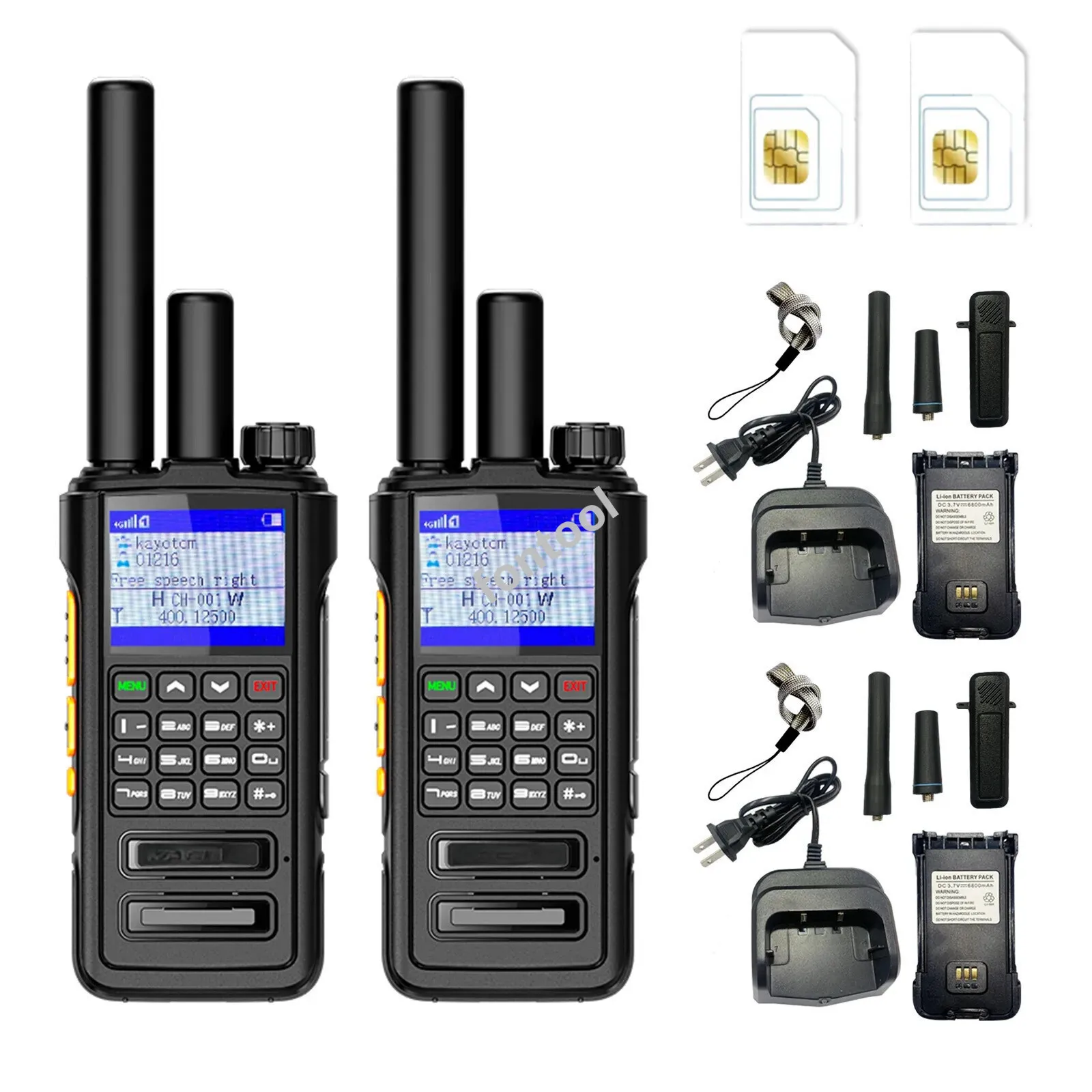 Kayotom D09 Public Network Plus Analog 5W Waterproof Walkie Talkie - Global PTT PoC 4G Two-Way Radio, Professional Long-Range Communication fontool