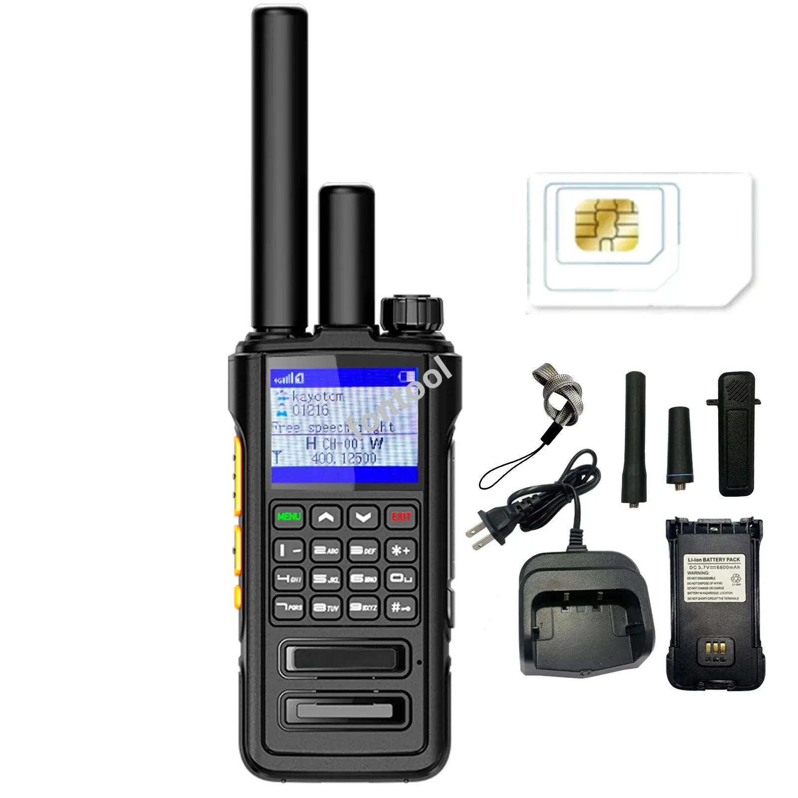 Kayotom D09 Public Network Plus Analog 5W Waterproof Walkie Talkie - Global PTT PoC 4G Two-Way Radio, Professional Long-Range Communication fontool