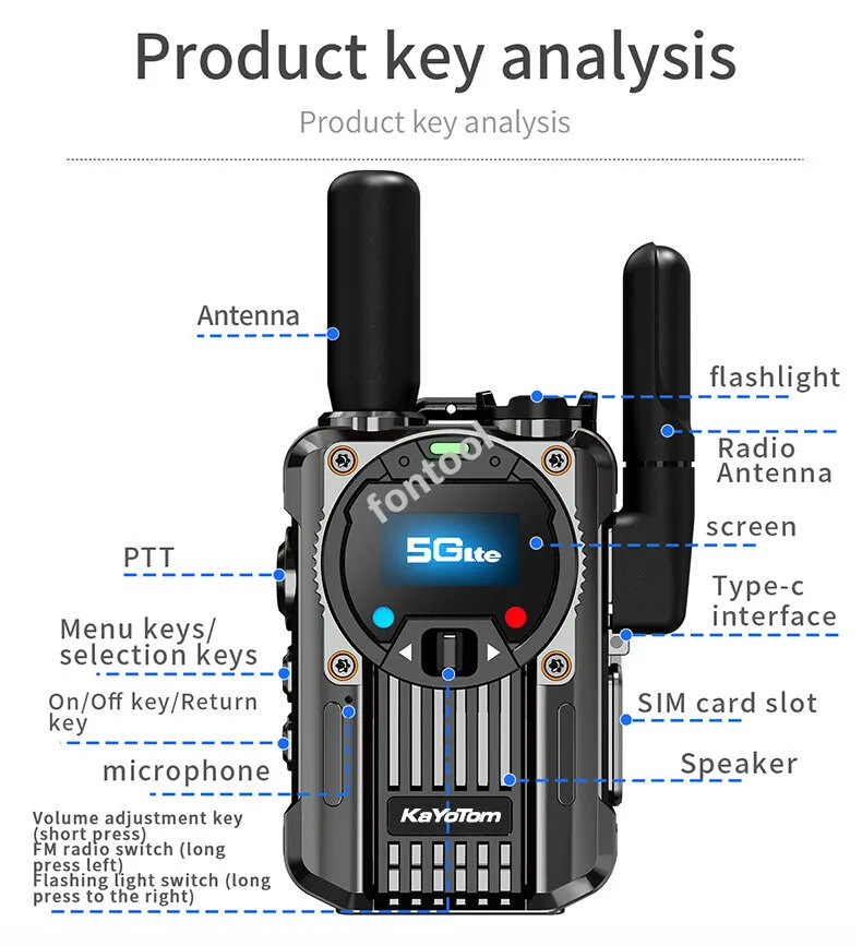 M66 Global available 5000KM POC 4G Walkie Talkie Two-way Intercom Radio fontool