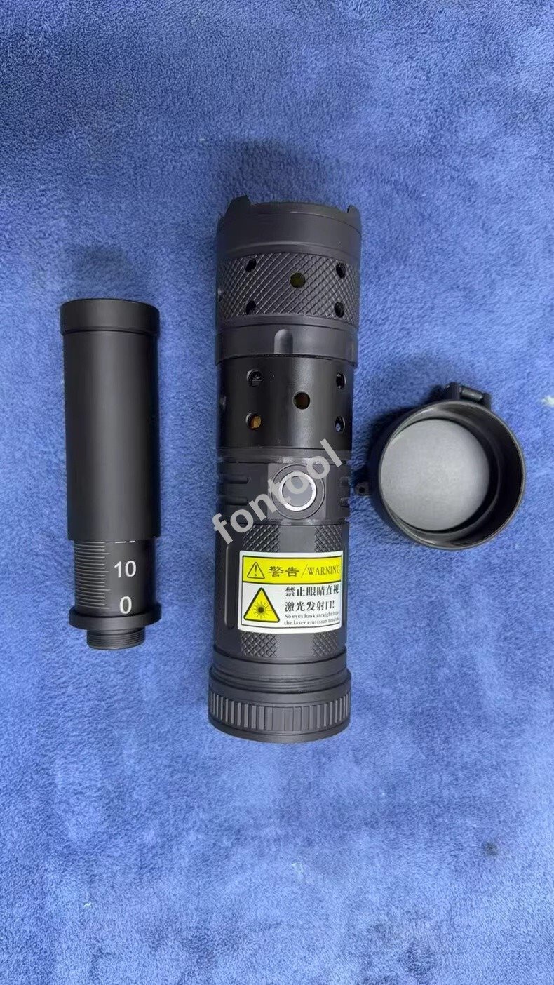 Fontool 120W laser flashlight kit in professional carrying case with charger and batteries